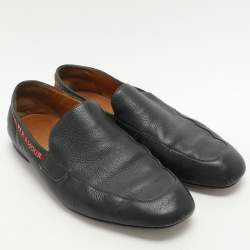 Pre Owned Gucci Black Leather L'Aveugle Par Amour Penny Loafers Size 42.5