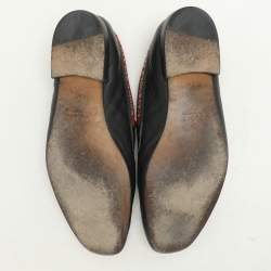 Pre Owned Gucci Black Leather L'Aveugle Par Amour Penny Loafers Size 42.5