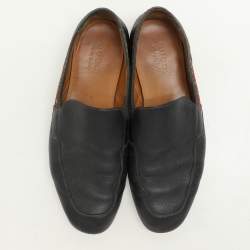 Pre Owned Gucci Black Leather L'Aveugle Par Amour Penny Loafers Size 42.5