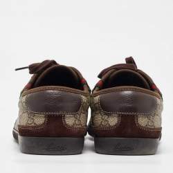 Gucci Beige/Brown GG Supreme Canvas and Suede Barcelona Low Top Sneakers Size 42.5