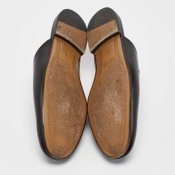 Pre Owned Gucci Black Leather Princetown Horsebit Flat Mules Size 40