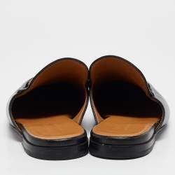 Pre Owned Gucci Black Leather Princetown Horsebit Flat Mules Size 40