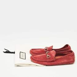 Gucci Rust Red Suede Horsebit Slip on Loafers Size 42