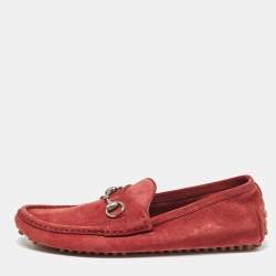 Gucci Rust Red Suede Horsebit Slip on Loafers Size 42