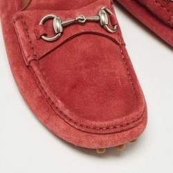 Gucci Rust Red Suede Horsebit Slip on Loafers Size 42