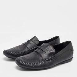 Gucci Black Guccissima Leather Penny Loafers Size 43