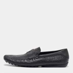 Gucci Black Guccissima Leather Penny Loafers Size 43