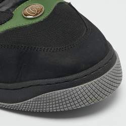 Pre Owned Gucci Black Leather and Nubuck Leather Screener Lace Up Sneakers Size 45