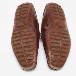 Pre Owned Gucci Brown Guccissima Leather Bamboo Horsebit Slip On Loafers Size 43.5