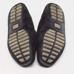 Gucci Black Suede Bamboo Horsebit Slip On Loafers Size 43.5