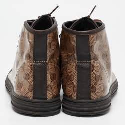 Gucci Beige/Brown Coated Canvas and Leather California High Top Sneakers Size 38.5