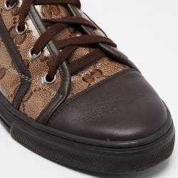 Gucci Beige/Brown Coated Canvas and Leather California High Top Sneakers Size 38.5