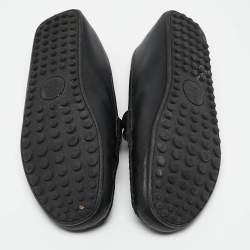 Gucci Black Leather Web Horsebit Loafers Size 42
