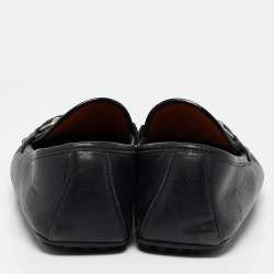 Gucci Black Leather Web Horsebit Loafers Size 42