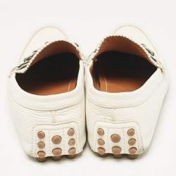 Gucci White Leather Web Slip On Loafers Size 41