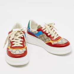 Gucci Multicolor Leather and GG Supreme Canvas Chunky B Sneakers Size 39