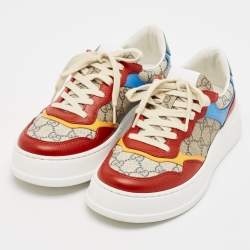 Gucci Multicolor Leather and GG Supreme Canvas Chunky B Sneakers Size 39
