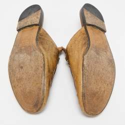 Gucci Brown Ostrich Leather Princetown Mules Size 43.5