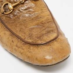 Gucci Brown Ostrich Leather Princetown Mules Size 43.5