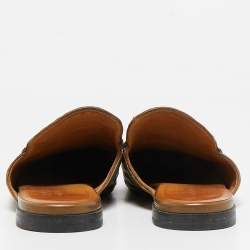 Gucci Brown Ostrich Leather Princetown Mules Size 43.5