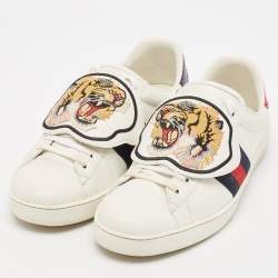 Gucci White Leather Ace Low Top Sneakers Size 44