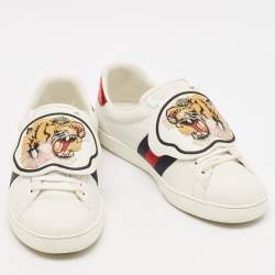 Gucci White Leather Ace Low Top Sneakers Size 44