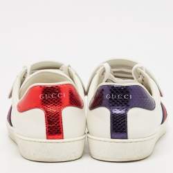 Gucci White Leather Ace Low Top Sneakers Size 44