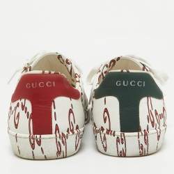 Gucci White/Red Leather GG Ghost Ace Sneakers Size 44.5