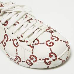 Gucci White/Red Leather GG Ghost Ace Sneakers Size 44.5