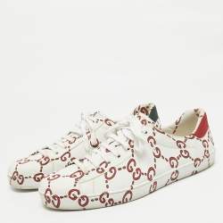 Gucci White/Red Leather GG Ghost Ace Sneakers Size 44.5