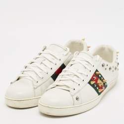 Gucci White Leather Studded Accents Ace Sneakers Size 43