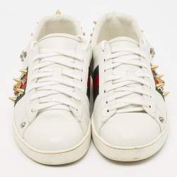 Gucci White Leather Studded Accents Ace Sneakers Size 43