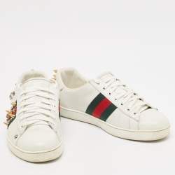 Gucci White Leather Studded Accents Ace Sneakers Size 43