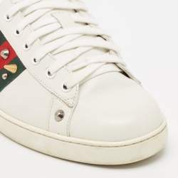 Gucci White Leather Studded Accents Ace Sneakers Size 43