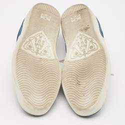 Gucci Blue Velvet And Leather Web Detail Ace Sneakers Size 44