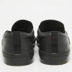 Gucci Black Leather GG Slip On Sneakers Size 44