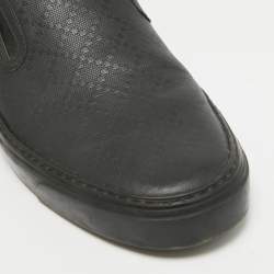 Gucci Black Leather GG Slip On Sneakers Size 44