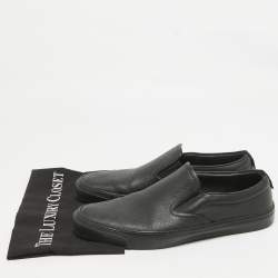 Gucci Black Leather GG Slip On Sneakers Size 44