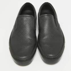 Gucci Black Leather GG Slip On Sneakers Size 44