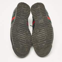 Gucci Black Guccissima Leather Web Low Top Sneakers Size 43.5