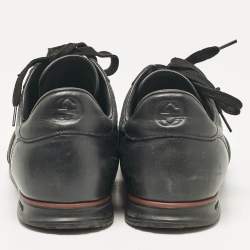 Gucci Black Guccissima Leather Web Low Top Sneakers Size 43.5