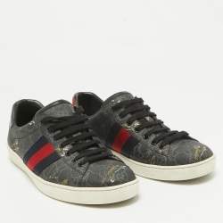 Gucci Black GG Supreme Canvas Web Ace Tiger Low Top Sneakers Size 42.5