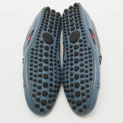 Gucci Blue Leather Web Detail Low Top Sneakers Size 44