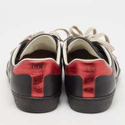 Gucci Black Leather Ace Lace Up Sneakers Size 42.5