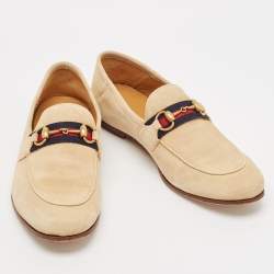 Gucci Beige Suede Horsebit Foldable Loafers Size 41