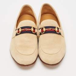 Gucci Beige Suede Horsebit Foldable Loafers Size 41