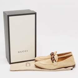 Gucci Beige Suede Horsebit Foldable Loafers Size 41