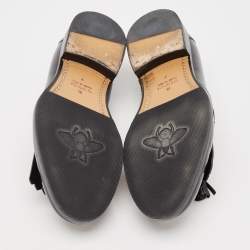 Gucci Black Leather Bee Embroidered Fringe Loafers Size 41