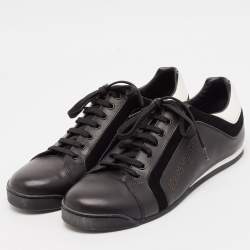 Gucci Black/White Leather and Suede Lace Up Sneakers Size 41.5