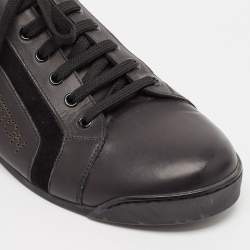 Gucci Black/White Leather and Suede Lace Up Sneakers Size 41.5